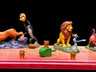 Lion King menorah — Mufasa and cubs on sunset mandala plaque with gold cups | Judaica Square Lakewood