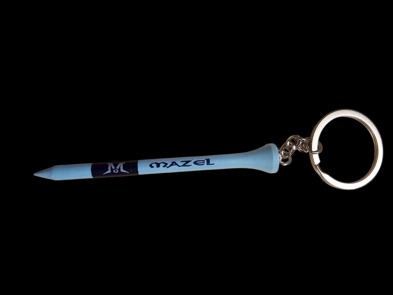 Mazel Tee golf keychain — six inch golf tee on a key ring | Judaica Square Lakewood (view 2)