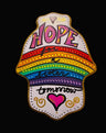 Rainbow hamsa — Hope for a Better Tomorrow painted MDF wall art | Judaica Square Lakewood