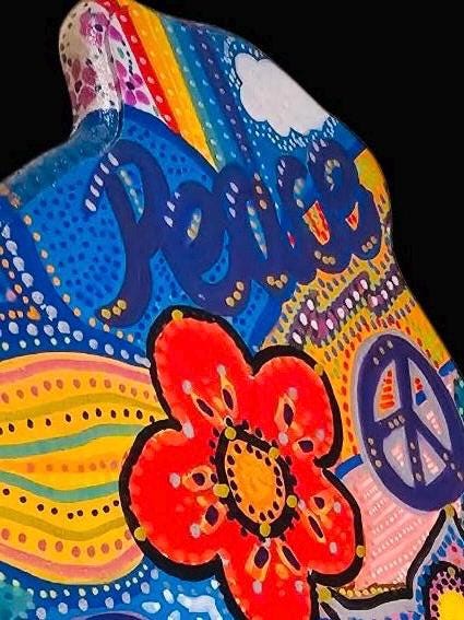 Peace and Jewish star hamsas — two painted MDF designs to choose | Judaica Square Lakewood (view 4)