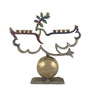Dove and earth menorah — solid metal frame beaded with pearls and rainbow seed beads | Judaica Square Lakewood