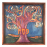 Tree of life seder tray — hand-painted square hardwood tray with labeled bowls | Judaica Square Lakewood