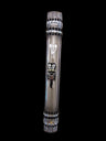 Cat clock mezuzah case — acrylic case topped with a miniature kitty clock charm | Judaica Square Lakewood