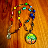 Rainbow tree of life necklace — glass beads with vintage pendant | Judaica Square Lakewood