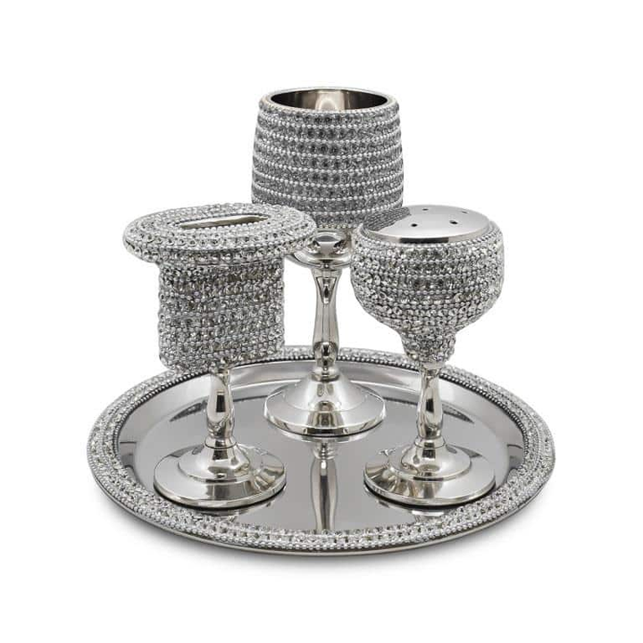4 pc. Silverplate Havdalla Set- Jeweled Design