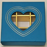 Blue Chocolate Box Divided Into 9 with a Transparent Window in a Heart Pattern — Gift Packaging