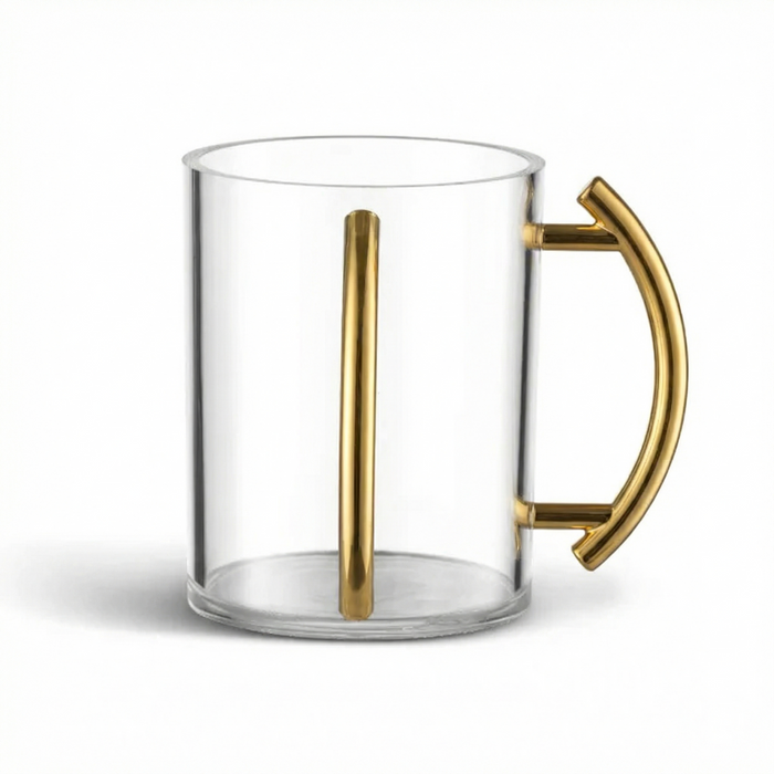 Acrylic Washing Cup Clear with Metallic Gold Handles — Netilas Yadayim Cup