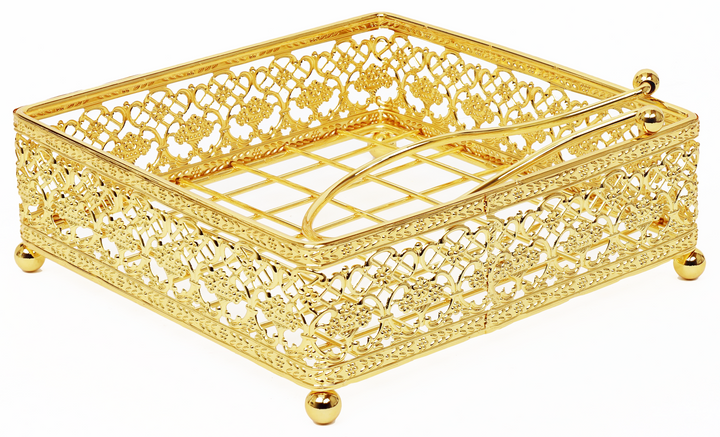Napkin Holder Flat Wire Style with Weighted Arm Gold Plated 7.5 " (A&M Judaica)