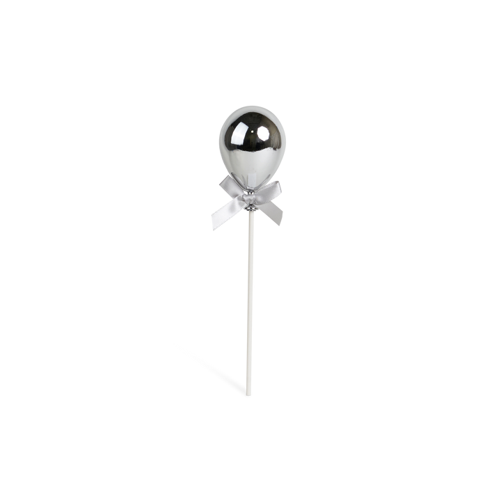 Balloon on a Stick 20 cm 24 pcs Silver. — Party Decoration (A&M Judaica)