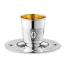 Kiddush Cup Set Eye Belt Design 925 Sterling Silver Coated 3" ( 140 Ml 4.7 Oz)