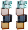 Set of 2 Colored Crystal Candlesticks and Tealight Holders (reversable) 7.5"H — Shabbos Candlesticks