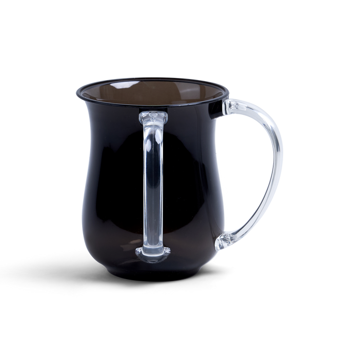 Acrylic Wash Cup Black with Clear Handles 5" — Netilas Yadayim Cup