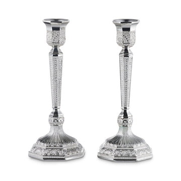 Candle Holder Filigree Silver Plated 7.5" — Shabbos Candlesticks