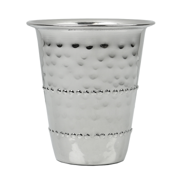 Kiddush Cup Stainless Steel Beaded Hammered 3" (A&M Judaica)