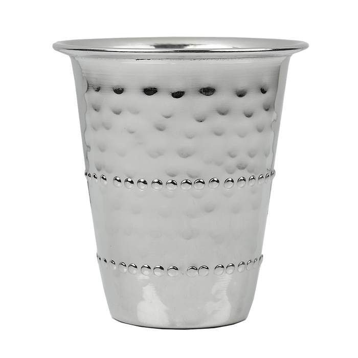 Kiddush Cup Stainless Steel Beaded Hammered 3"