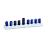 Strip Menorah Enamel Finish Purple and Navy 9/14 X 2 X 2" — Chanukah Menorah