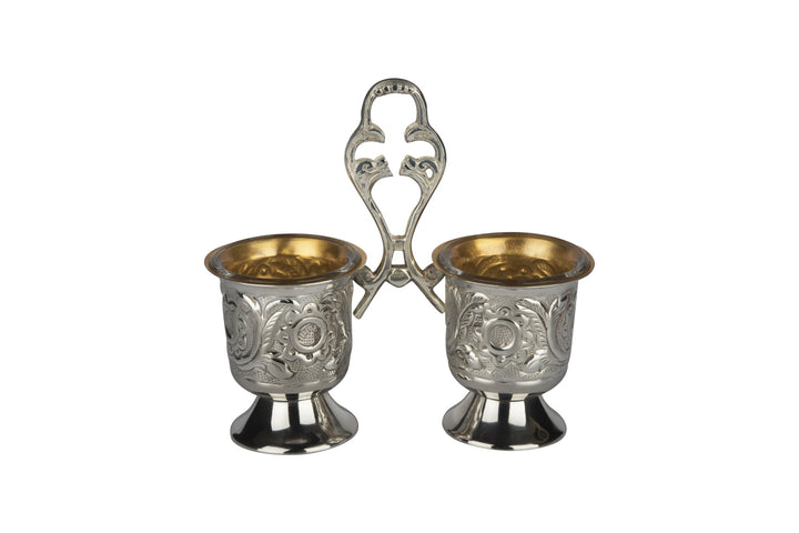 925 Silver SC Double Salt Holder 6x6" (A&M Judaica)