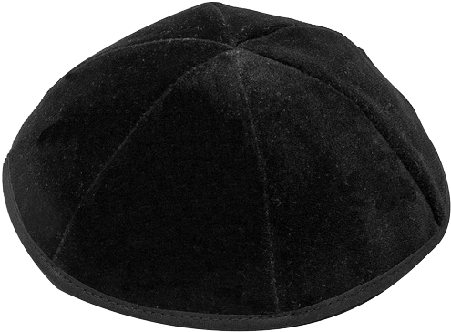 4 Part Black Yarmulke with Rim Size 5 — Kippah (A&M Judaica)