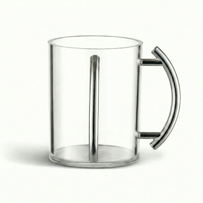 Acrylic Washing Cup Clear with Metallic Silver Handles — Netilas Yadayim Cup