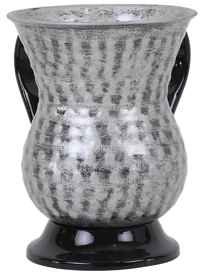 Washing Cup Stainless Steel Silver with Black Handles & Base — Netilas Yadayim Cup