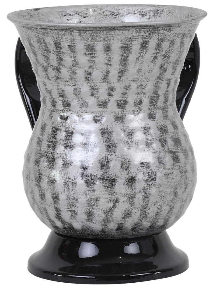 Washing Cup Stainless Steel Silver with Black Handles & Base — Netilas Yadayim Cup (A&M Judaica)