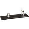 Black acrylic knife stand base with clear post and clear U-shaped cradle, angled view