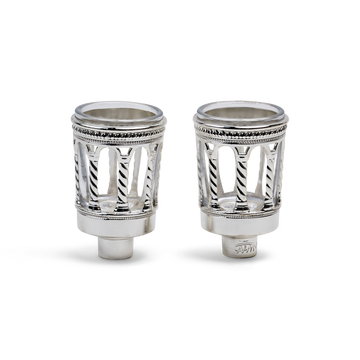 Neronim Holders Royal Palace Design Silver Plated 3" (12 Per Display Box) — Shabbos Candlesticks