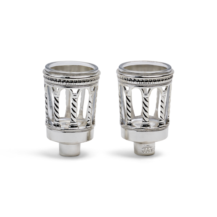 Neronim Holders Royal Palace Design Silver Plated 3" (12 Per Display Box) — Shabbos Candlesticks (A&M Judaica)