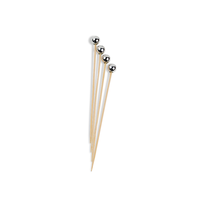 Pearl on Stick 12 cm 24 pcs Silver — Party Decoration (A&M Judaica)