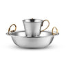 Washing Cup and Bowl Set Brass Leaf Handle Stainless Steel — Netilas Yadayim Cup