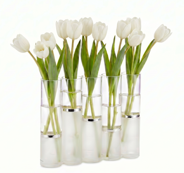 Alexandria Five-section Acrylic Flower Vase Silver Ring — Judaica Decor
