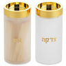 Alexandria Acrylic Frosted & Gold Tzedakah & Match Container Set — Tzedakah Box
