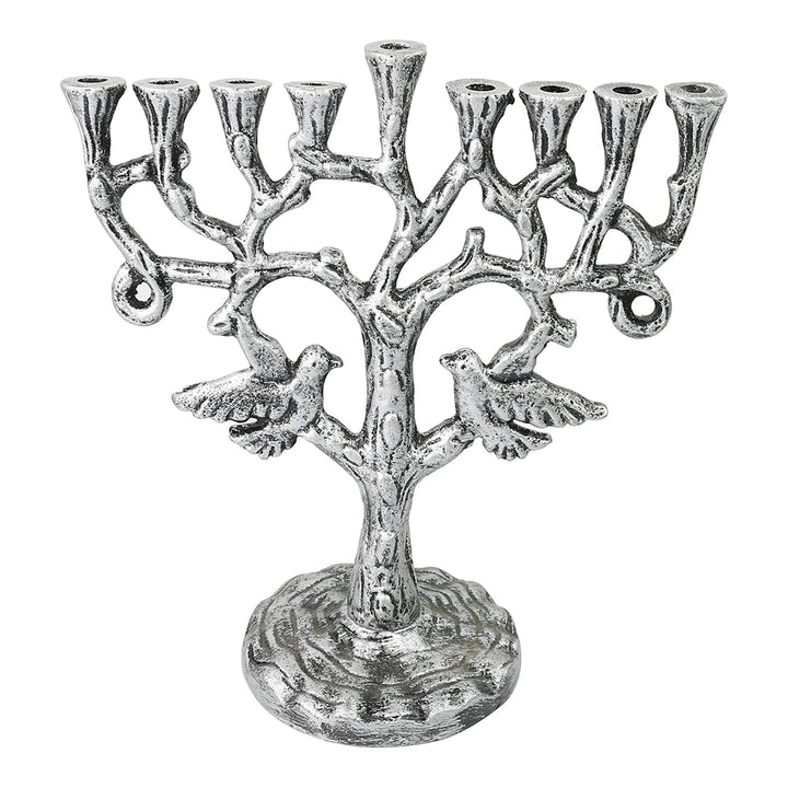 Menorah Metal Birds 10" — Chanukah Menorah (A&M Judaica)