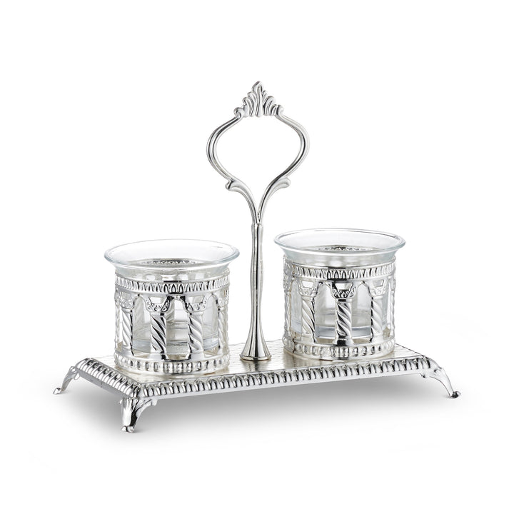 Salt & Pepper Holder Royal Palace Design Silver Plated Double — Salt Holder (A&M Judaica)