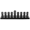 Strip Menorah Black with Silver Stripes Enamel Finish 2.5" H X 2" D X 9" L — Chanukah Menorah