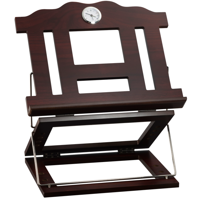 Wooden 2 Tone Book Stand 2 Position Silver Clock 15 X12 " — Shtender