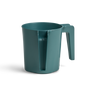 Deep teal-green two-handled plastic washing cup, side view
