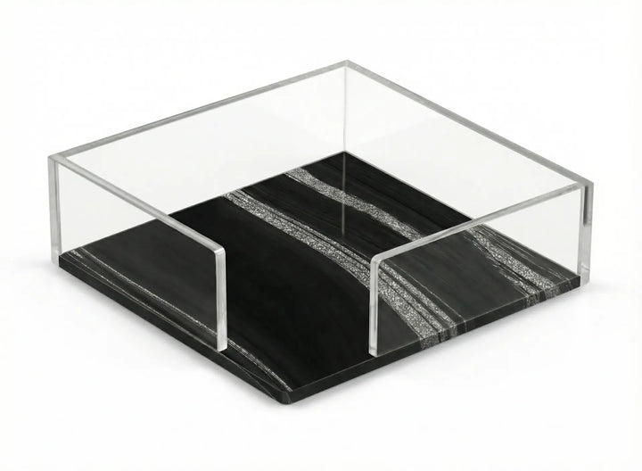 Napkin Holder Black & Silver Base (A&M Judaica)