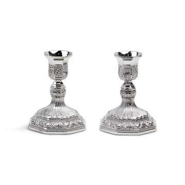 Candle Holder Filigree Silver Plated 4.5" — Shabbos Candlesticks