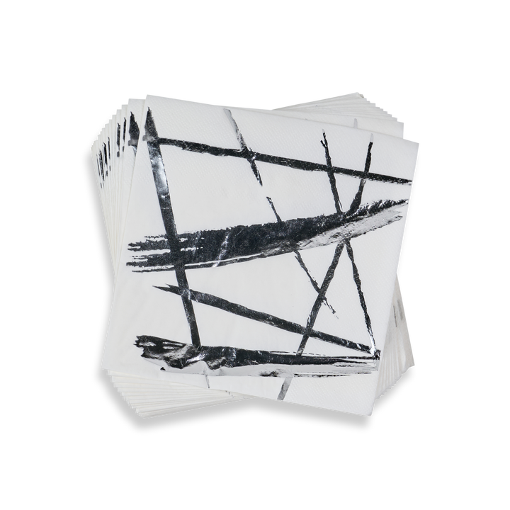 Silver Lined on White Paper Napkins20 pcs — Household Item (A&M Judaica)