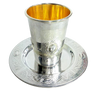 925 Silver Coated Kiddush Cup Set Xp Oval 3.5" (5.5 Oz 165 Ml)