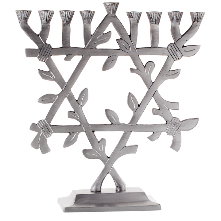 Menorah Standing with Star of David Shiny 9" — Chanukah Menorah (A&M Judaica)