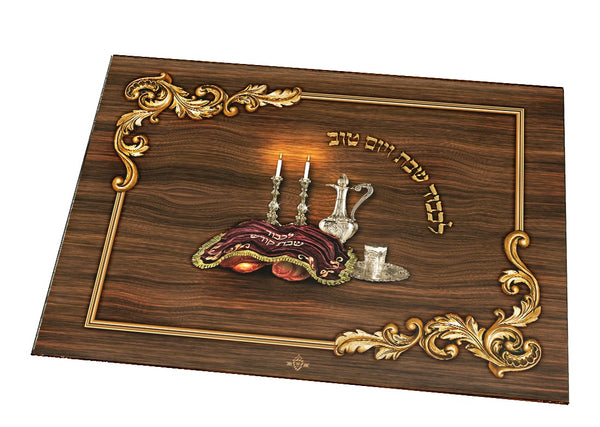 Challah Board Tempered Glass Gold & Silver Candlesticks Large 12 X 15.75 "(10 Pcs)