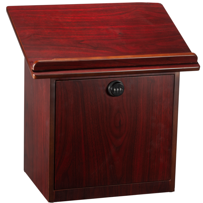 Mahogany 2 Tone Table Top Shtender with Door & Combination Lock 11.8 D X 15.75 with X 17" H