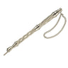 Silver-tone metal Torah yad with textured shaft, pointing hand tip and hanging chain