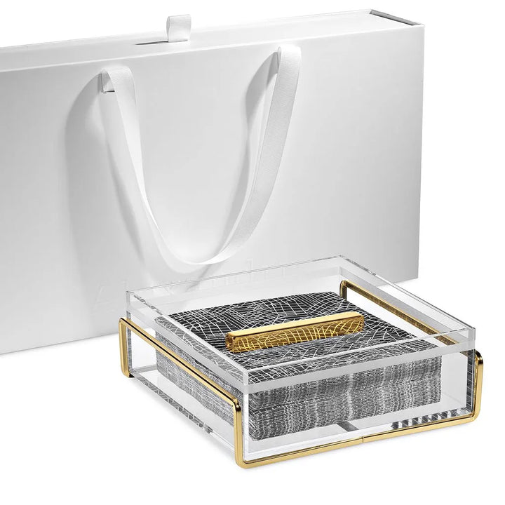 Alexandria Gold Napkin Holder Holder 8x8x3 (A&M Judaica)