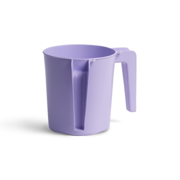 Lilac purple two-handled plastic washing cup, side view