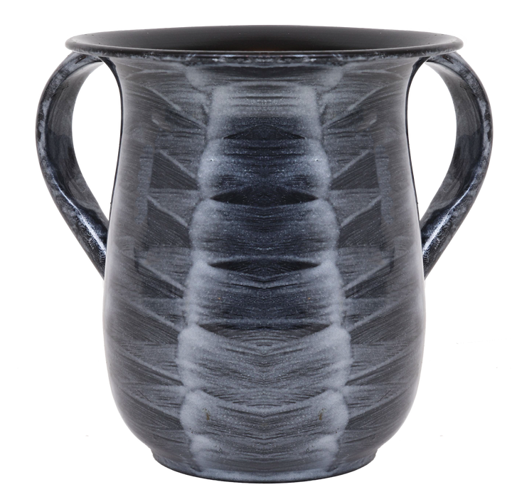 Washing Cup Powder Coated Silver Waves — Netilas Yadayim Cup (A&M Judaica)