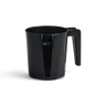 Black two-handled plastic washing cup, side view