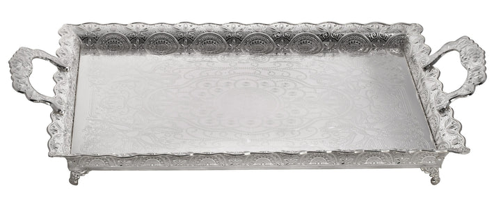 Tray for Candles Filigree Silver Plated Large 21.5x 16" — Serving Tray (A&M Judaica)